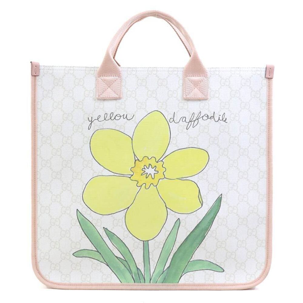 Gucci Top Handle Bag GG Supreme Canvas Pink White